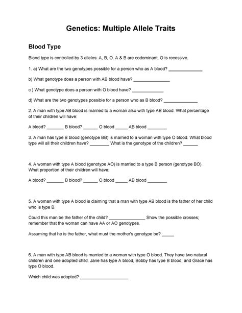 Genetics Multiple Allele Traits Genetics Multiple Allele Traits