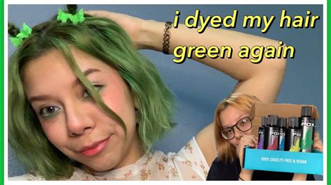 Dyeing My Hair Green Arctic Fox Iris Green Neon Moon Youtube