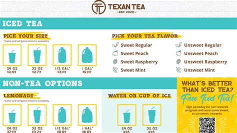 Texan Tea Menu | Drive Thru Iced Tea New Braunfels