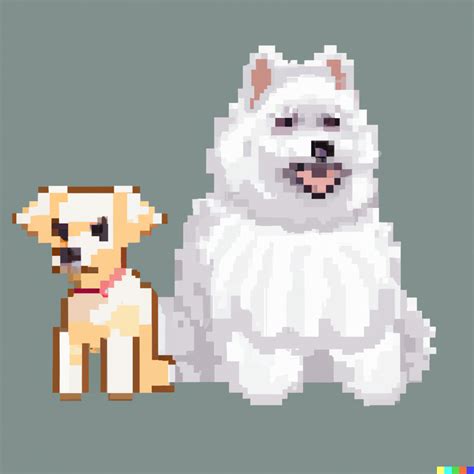 Steve DALLE 2 Pixel Art Of A White Miniature Schnauzer Sitting