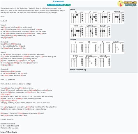 Chord: Redeemed - tab, song lyric, sheet, guitar, ukulele | chords.vip