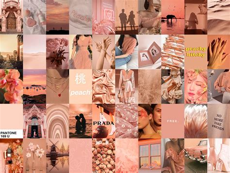 Pcs Peach Wall Collage Kit Peach Aesthetic Collage Peach Etsy