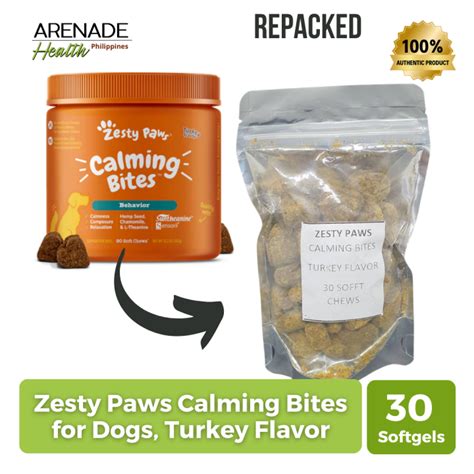 Repacked Zesty Paws Calming Bites For Dogs Turkey Flavor 30 Soft