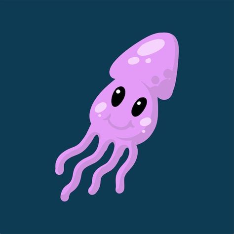 Premium Vector Funny Sea Squid Fish Cartoon Illustration