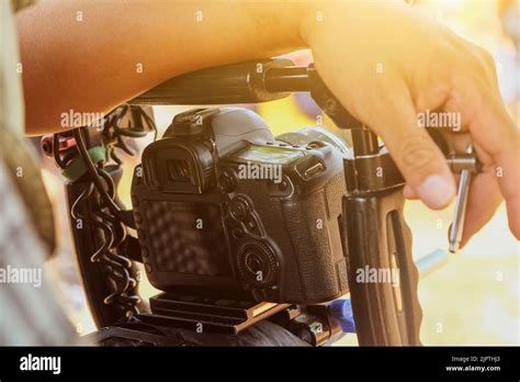 Cinema Camera On Film Set Behind The Scenes Background Film Crew