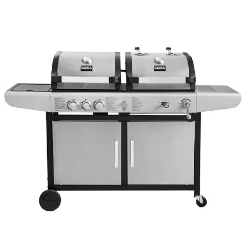 Boss Grill Premium Dual Fuel 2 Burner Dual Fuel Bbq Grill With Side Burner Stainless Steel