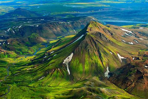 Gunung Hijau Alam Lanskap Pegunungan Islandia Salju Pemandangan