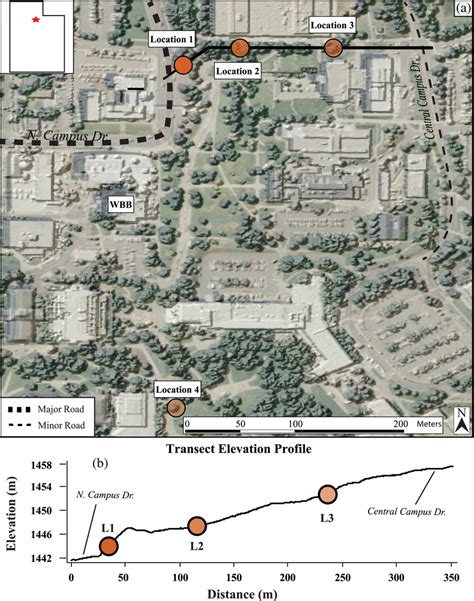 (a) Map of the University of Utah campus showing sample locations ...