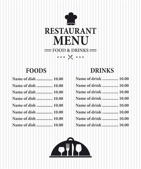 Premium Vector Restaurant Menu Food And Drinks Retro Style On A White