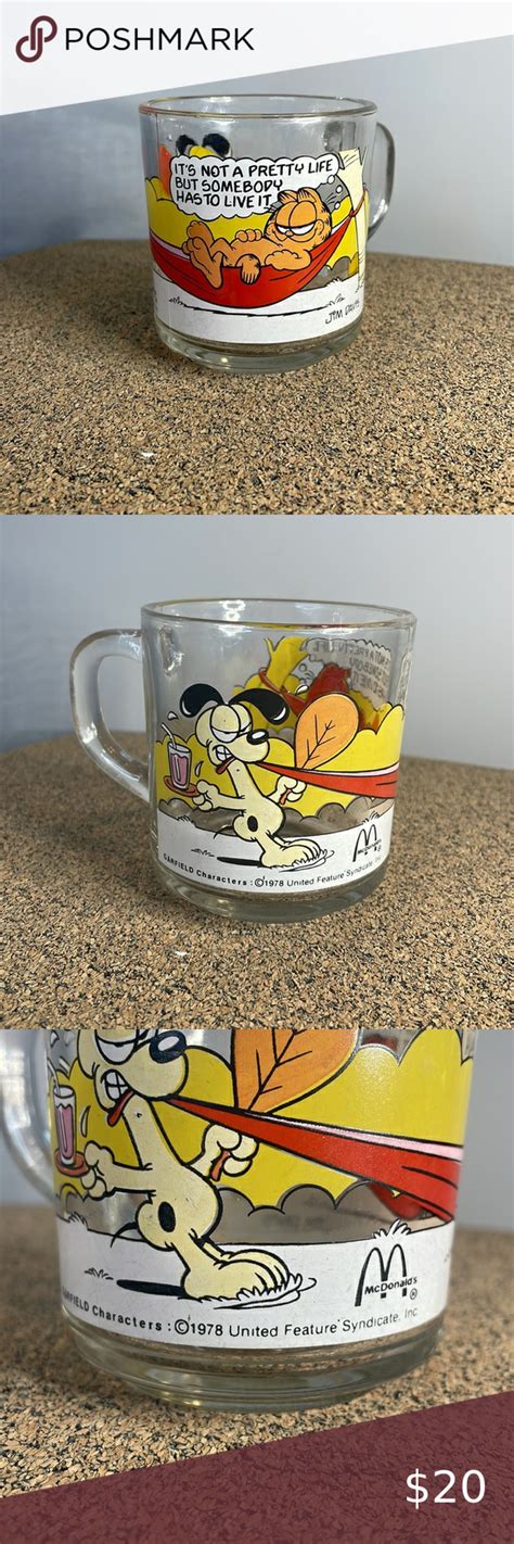 Garfield Clear Coffee Cup McDonalds Collectors Cup No 3 Garfield