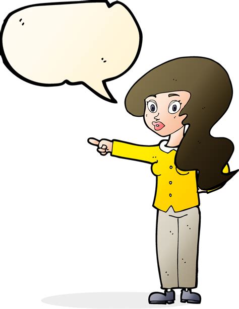 Cartoon Pretty Woman Pointing With Speech Bubble 12315247 Vector Art At