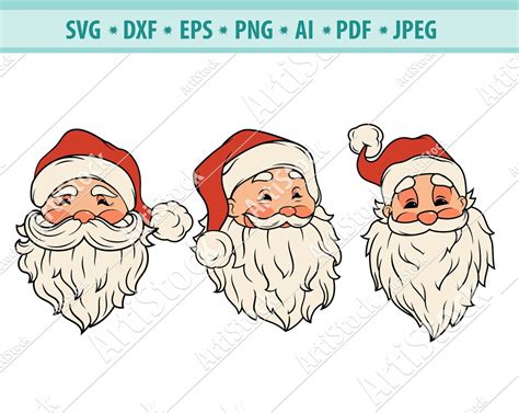 Santa Claus Svg Santa Claus Face Svg Christmas Santa Claus | Etsy