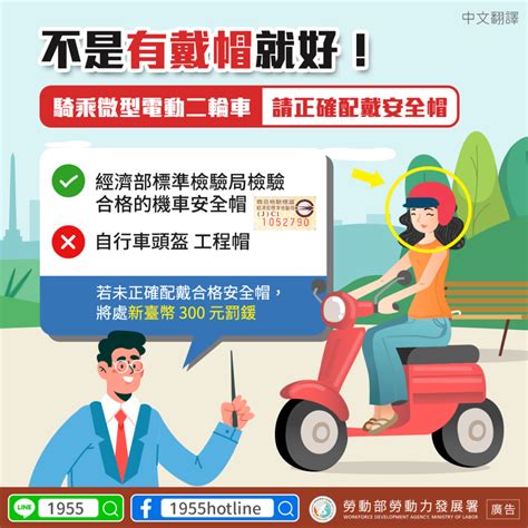 移工宣導｜騎乘電動自行車應配戴合格安全帽 多國語 21世紀全球外勞集團