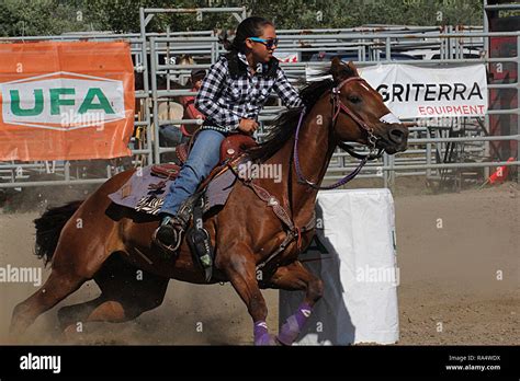 BARREL RACING at the Rodeo in Alberta, Canada Stock Photo - Alamy