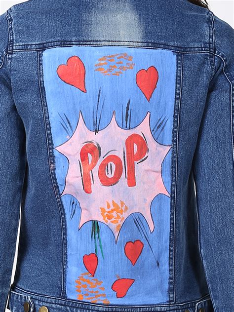 Womens Hand Painted Denim Jacket Pop Stylestone