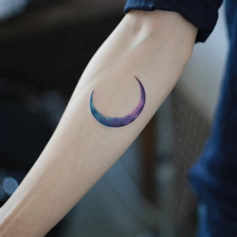 Color Crescent Moon Tattoo On The Right Inner Forearm Hand Tattoos