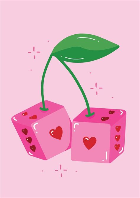 Cherry Heart Dice Art Print A5 A4 A3 70s Y2K Cherries Etsy Australia