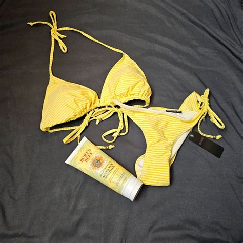 Ingear Swim Sale Ingear 2 Piece String Bikini Swimsuit Yellow Striped Poshmark