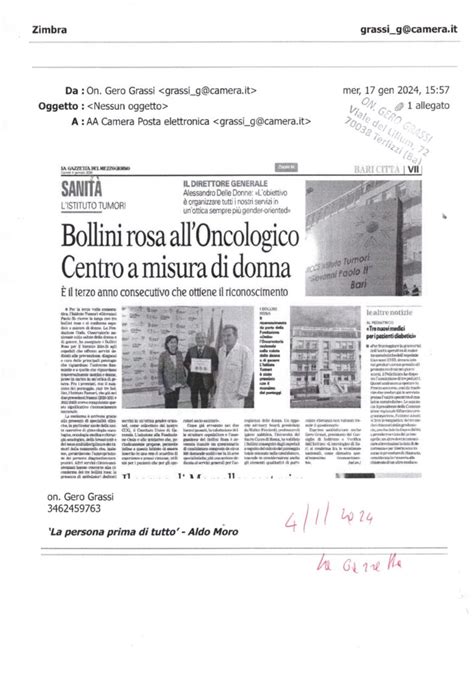 La Gazzetta Del Mezzogiorno Bollini Rosa All Oncologico Centro A