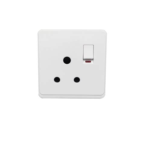 Uk Standard White Switched 15a Round Hole 3 Pin Wall Electrical Socket Outlet Sample