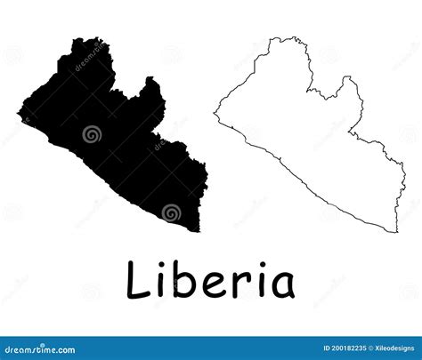 Liberia Map Black Silhouette Country Map Isolated On White Background