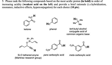 SOLVED Please Rank The Following Compounds Based On The Most Acidic