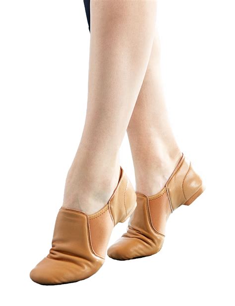 Daydance Tan Jazz Dance Shoes Leather Slip On Women