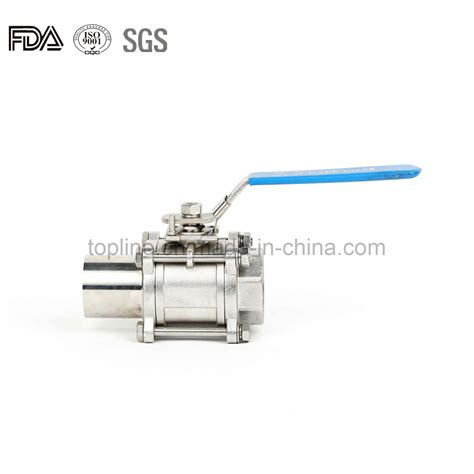 Stainless Steel Hygienic Three Piece Femaleweld Ball Valve Sanitary