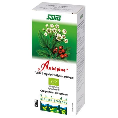 Suc de plantes aubépine BIO flacon 200 ml Salus Herboristerie Bardou