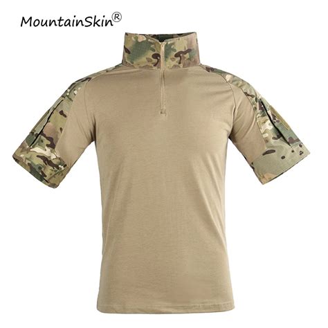 Mountainskin tático militar dos homens de mangas curtas t shirts de