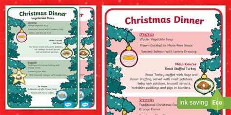 Christmas Dinner Menus Teacher Made Twinkl