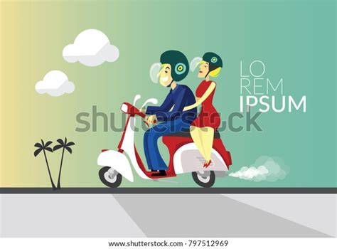 Biker Illustration His Girlfriend Vector Flat Stock Vector Royalty Free 797512969 Shutterstock