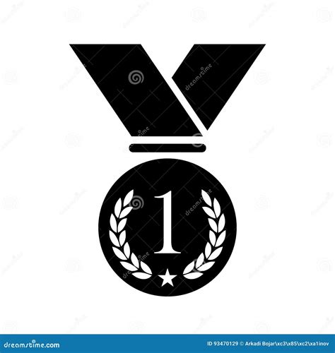 Icono Del Vector De La Medalla Del Número Uno Ilustración del Vector