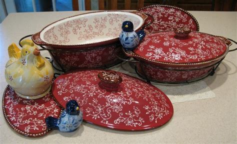 Temp Tations® Floral Lace Cranberry Pottery Set With Old World Accents