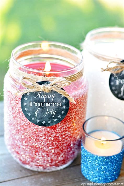 Patriotic Glitter Candles + Printable Tags - A Pumpkin And A Princess