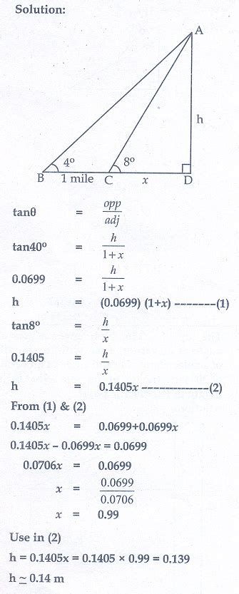 Exercise 6 2 Problems Involving Angle Of Elevation Problem Questions