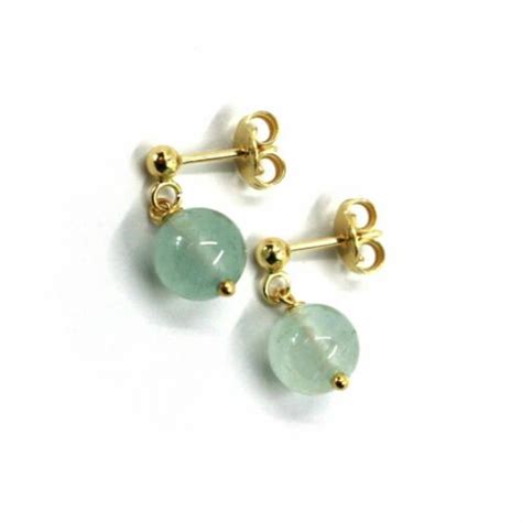 Boucles D Oreilles Pendantes en or Jaune 18K Avec Sphère De Aigue