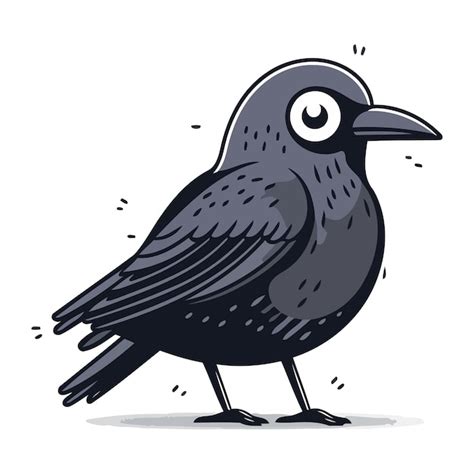 Premium Vector Cute Cartoon Crow Vector Illustration Isolated On A