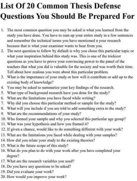 20 Common Thesis Defense Questions And How To Answer Them Artofit