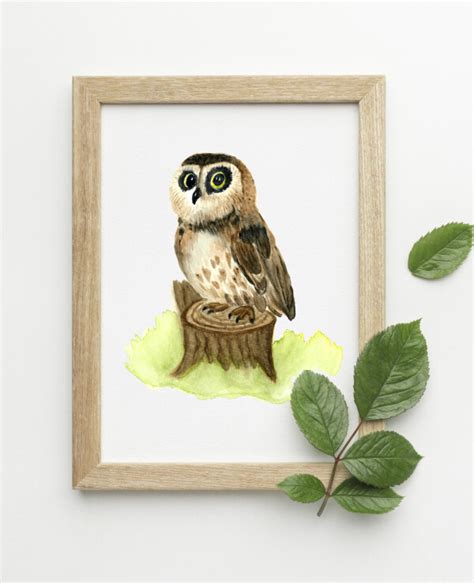 DigitalArtNadi Owl Watercolor Printable Wall Art PNG Printable