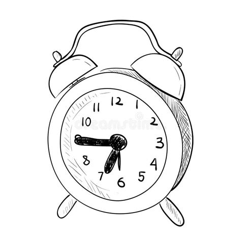 Hand Draw Sketch Of Digital Alarm Clock Stock Vector Illustration Of