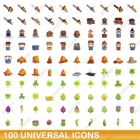 100 Vector Design Images 100 Universal Icons Set Campfire Soil