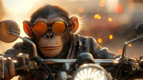 Stock Photo Of A Monkey Riding A Motorcycle High Resolution Image