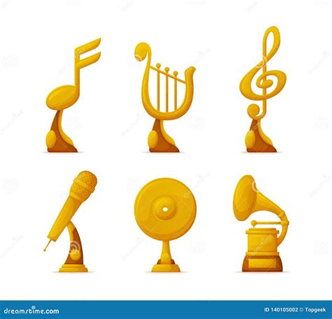 Concessões Da Música Ou Copos Do Troféu Do Ouro Em Art Industry