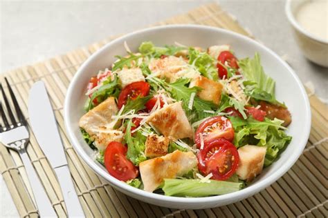 Delicious Fresh Caesar Salad in Bowl Stock Photo - Image of healthy, cuisine: 162885812