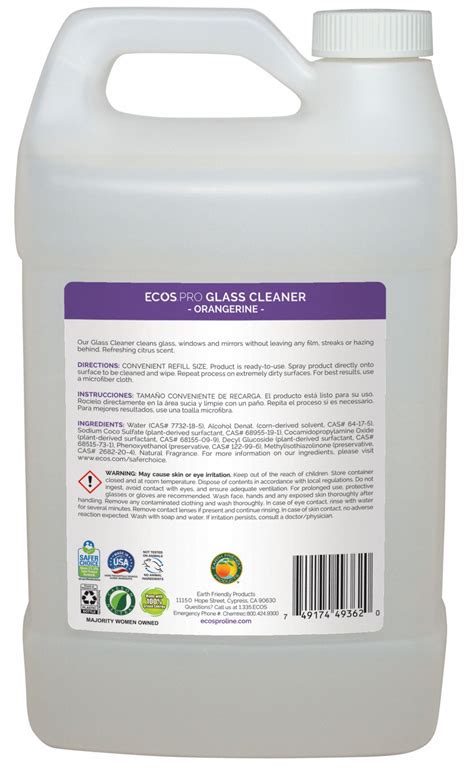 Ecos Pro Glass Cleaner 1 Gal Cleaner Container Size Hard Nonporous Surfaces Chemicals For Use