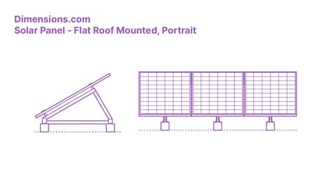 Solar Panel - Flat Roof Mounted, Portrait Dimensions & Drawings | Dimensions.com