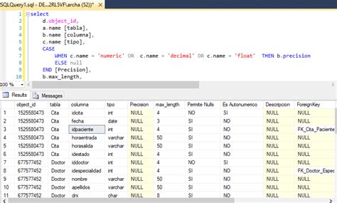 Diccionario De Datos En SQL Server