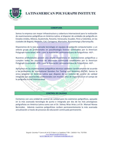 Propuesta Servicios De PoligrafÍa Latinamerican Polygraph Institute By Carolina Garzón Issuu