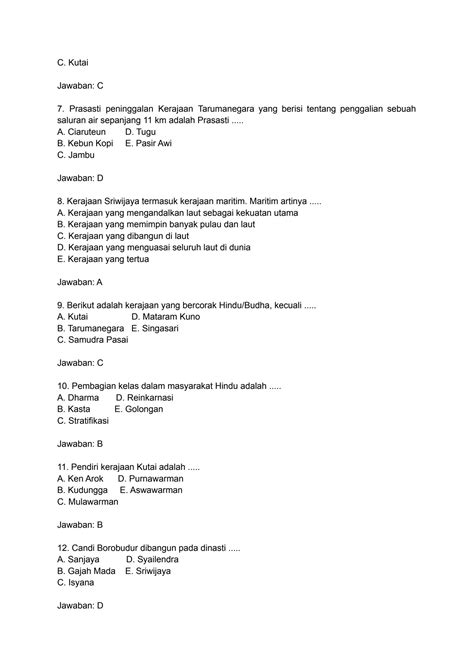 Solution Contoh Soal Beserta Jawaban Dari Pelajaran Pat Sejarah